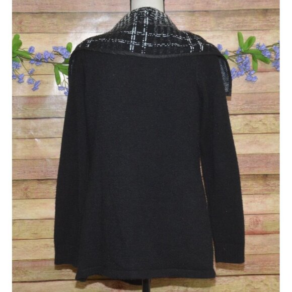 AVA Ladies Black Open Front Heavy Knit Mohair Blend Cardigan Sweater Size M Warm - Picture 8 of 11